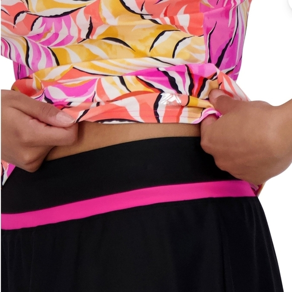 ZeroXposur Women's Tropical Print Swim Dress - Pink, Yellow, Black - Picture 6 of 12